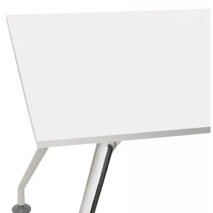 Alterego Bureau Droit Moderne ‘STATION’ Avec Plateau En Bois Blanc – 160×80 Cm grand choix 15