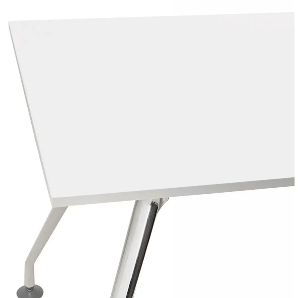 Alterego Bureau Droit Moderne ‘STATION’ Avec Plateau En Bois Blanc – 160×80 Cm grand choix 6