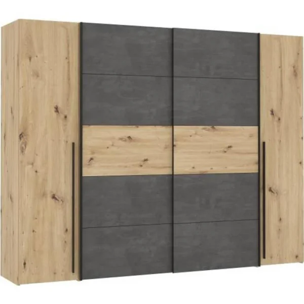 Meilleur Prix CSTORE NARAGO – Armoire Décor Chêne Artisan Et Béton Gris 2 Portes Batta… 1