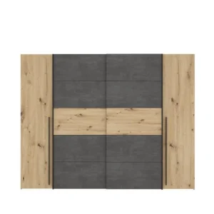 Meilleur Prix CSTORE NARAGO – Armoire Décor Chêne Artisan Et Béton Gris 2 Portes Batta… 9