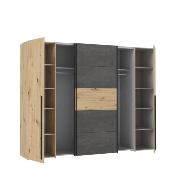 Meilleur Prix CSTORE NARAGO – Armoire Décor Chêne Artisan Et Béton Gris 2 Portes Batta… 5