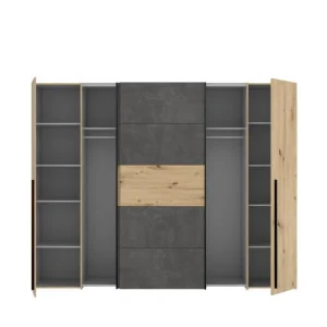 Meilleur Prix CSTORE NARAGO – Armoire Décor Chêne Artisan Et Béton Gris 2 Portes Batta… 15