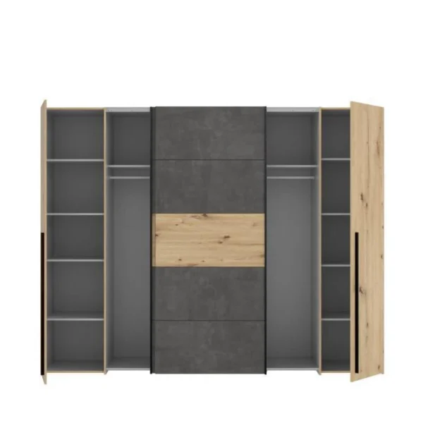 Meilleur Prix CSTORE NARAGO – Armoire Décor Chêne Artisan Et Béton Gris 2 Portes Batta… 6