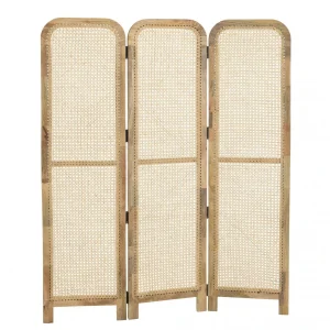 grossiste MACABANE Paravent Marron Bois De Manguier Et Cannage Couleur Naturelle ISA 20