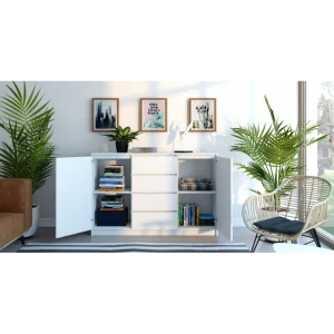 Hucoco PARME 140 | Commode Spacieuse Moderne 97x140x40 Cm | 2 Portes + 4 Tiro… à prix d'occasion 10