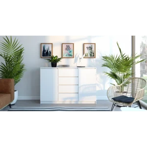 Hucoco PARME 140 | Commode Spacieuse Moderne 97x140x40 Cm | 2 Portes + 4 Tiro… à prix d'occasion 12