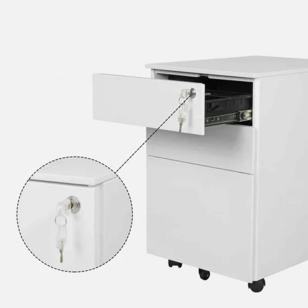 Bcelec PCP390-1W Caisson Mobile à Tiroirs En Acier Armoire De Bureau Chariot… mode 4