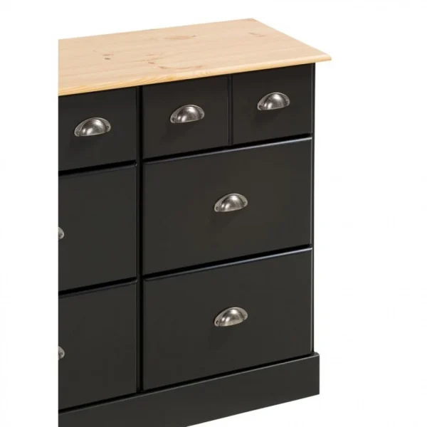 Zandiara Range-tout 9 Tiroirs HAMPTON Noir Et Pin Massif livraison la plus rapide 5