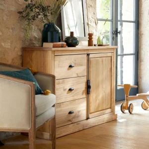 Zandiara Rangement 1 Porte 3 Tiroirs EDISON Pin Massif guranteed de qualité 9