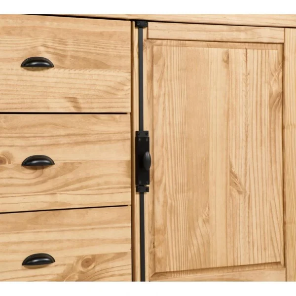 Zandiara Rangement 1 Porte 3 Tiroirs EDISON Pin Massif guranteed de qualité 4