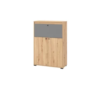 Nouvelle tendance Vente-unique Secrétaire 2 Portes – Coloris : Naturel Et Gris – IDONAR 11