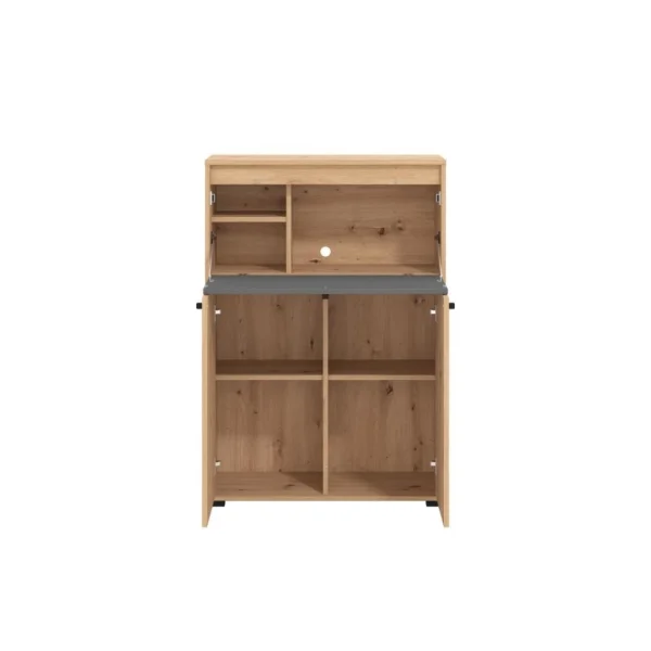 Nouvelle tendance Vente-unique Secrétaire 2 Portes – Coloris : Naturel Et Gris – IDONAR 6