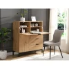 soldes officiel Vente-unique Secrétaire Avec 2 Porte Et 3 Tiroirs – MDF Et Métal – Coloris : Natu… 13
