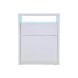 à prix très bas Vente-unique Secrétaire Avec 2 Portes – Avec LEDs – MDF – Blanc Lacqué – MELIONA 15