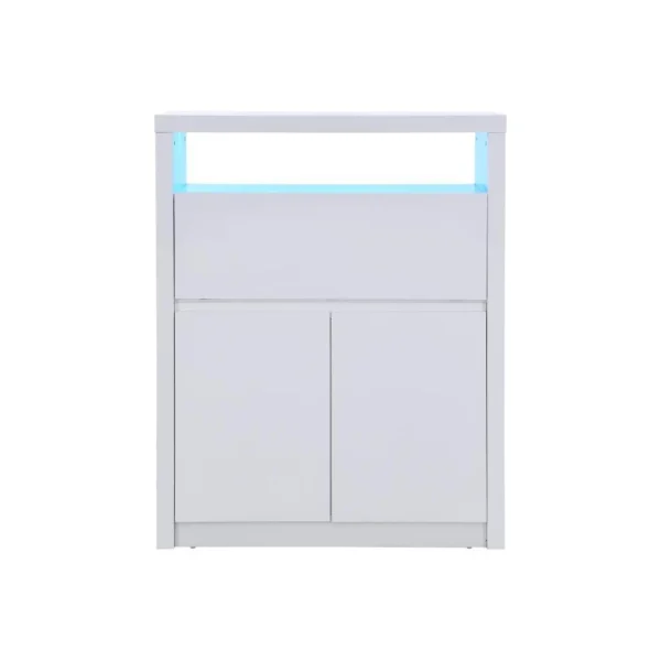 à prix très bas Vente-unique Secrétaire Avec 2 Portes – Avec LEDs – MDF – Blanc Lacqué – MELIONA 6