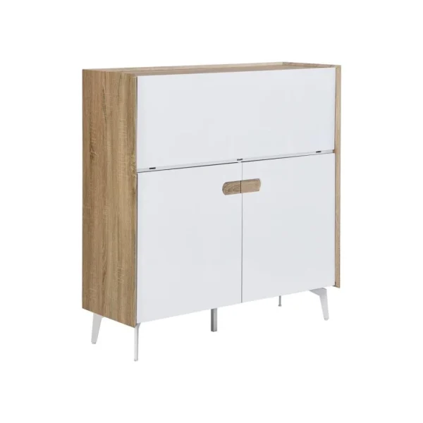 Vente-unique Secrétaire Avec 3 Portes – MDF Et Métal – Coloris : Naturel Et Blanc… en vente 4