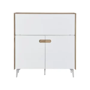 Vente-unique Secrétaire Avec 3 Portes – MDF Et Métal – Coloris : Naturel Et Blanc… en vente 15