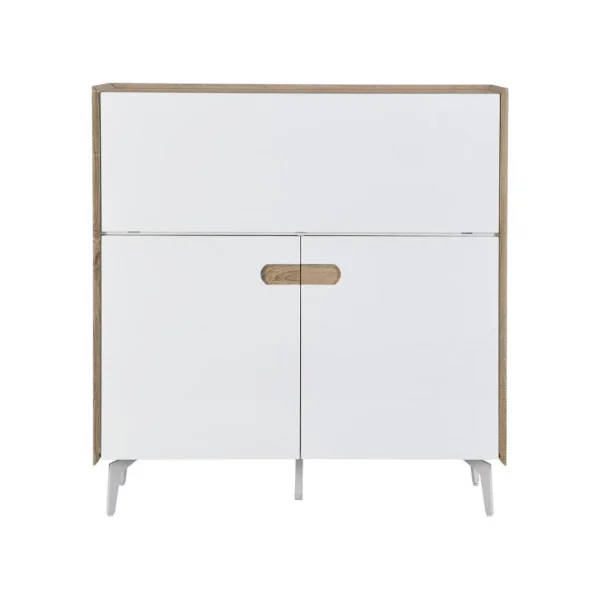 Vente-unique Secrétaire Avec 3 Portes – MDF Et Métal – Coloris : Naturel Et Blanc… en vente 6