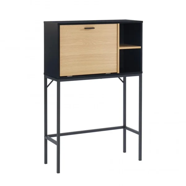 Baita Secrétaire SMART Bois Et Noir 1 Porte Et 2 Niches – L90cm De Qualité 1