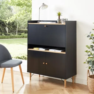 Baita Secrétaire SMART Noir Et Bois 3 Portes Et 1 Niche – L90cm luxe soldes 9