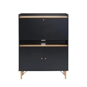 Baita Secrétaire SMART Noir Et Bois 3 Portes Et 1 Niche – L90cm luxe soldes 15