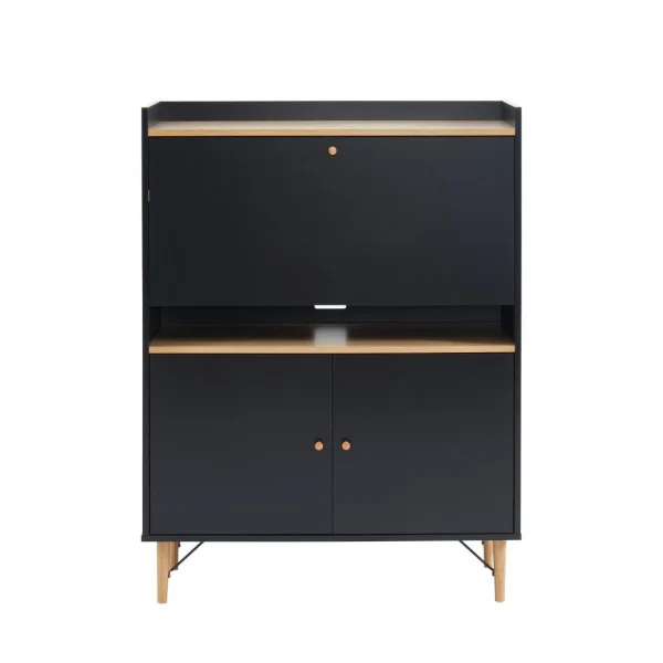 Baita Secrétaire SMART Noir Et Bois 3 Portes Et 1 Niche – L90cm luxe soldes 6