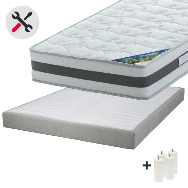 Les achats en ligne Altobuy SEYCHELLES – Pack Matelas 160×200 + Sommier Tapissier Démontable 2×20… 1