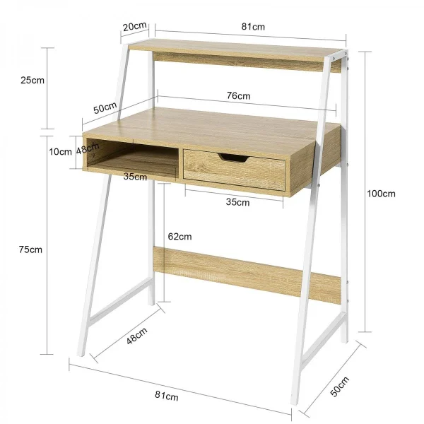 Promotio de vente SoBuy FWT63-N Bureau Informatique Table De Bureau Secrétaire Table Pl… 5