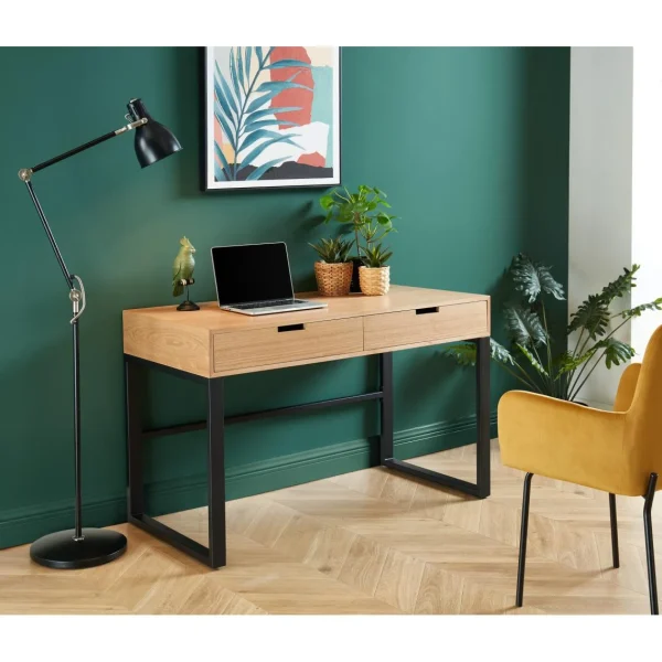 Baita SOHOBUREAU Bureau Couleur Bois Et Noir 2 Tiroirs Piètement En Métal REMISE allant 1