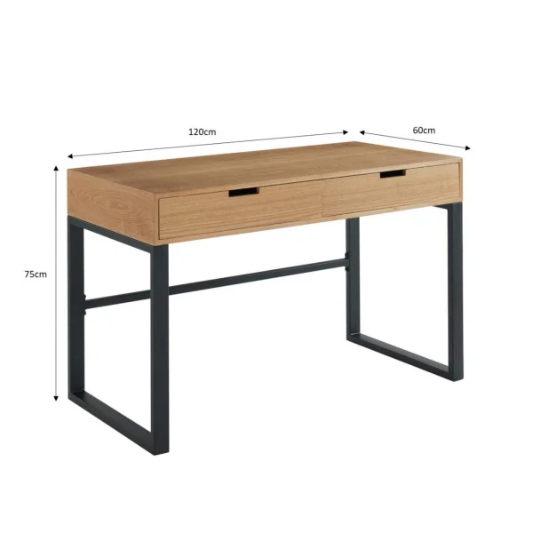 Baita SOHOBUREAU Bureau Couleur Bois Et Noir 2 Tiroirs Piètement En Métal REMISE allant 5