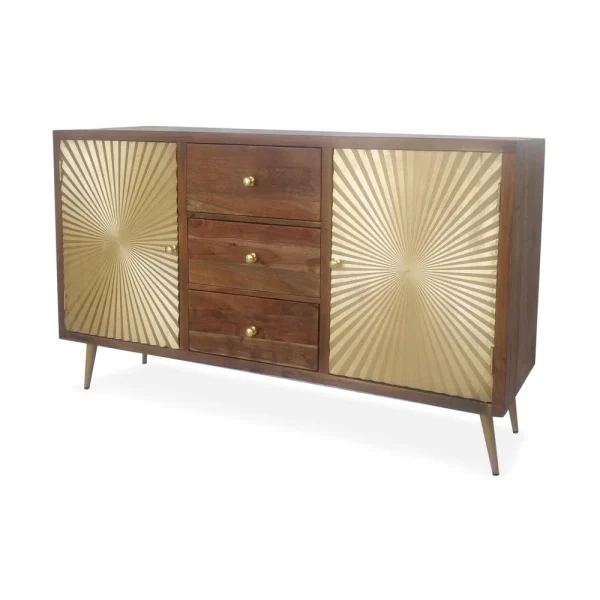 MENZZO Buffet 2 Portes Et 3 Tiroirs Solaris Bois Et Or Livraison Standard/Rapide 3