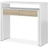 pas cher Pegane Table Console Extensible Convertible En Bureau Coloris Blanc Et Chêne… 19