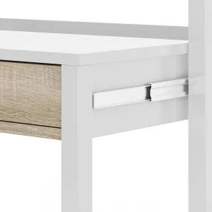 pas cher Pegane Table Console Extensible Convertible En Bureau Coloris Blanc Et Chêne… 10