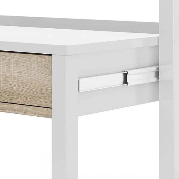 pas cher Pegane Table Console Extensible Convertible En Bureau Coloris Blanc Et Chêne… 4