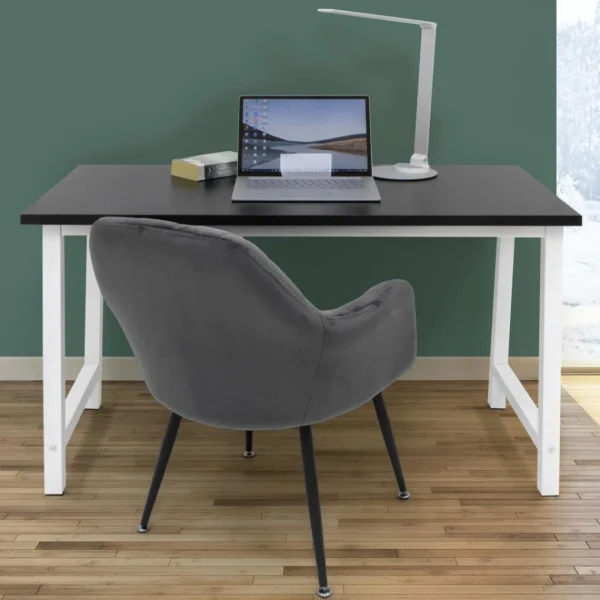 mode ML Design Modern Living Table De Bureau D’ordinateur Informatique En MDF Métal 120×60 Cm Noir… 1