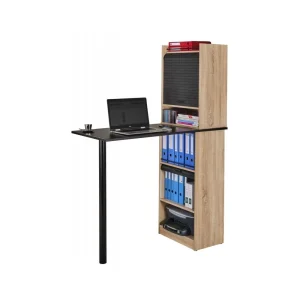 grossiste Simmob Bureau Haut Et Rangements Chêne Noir 9