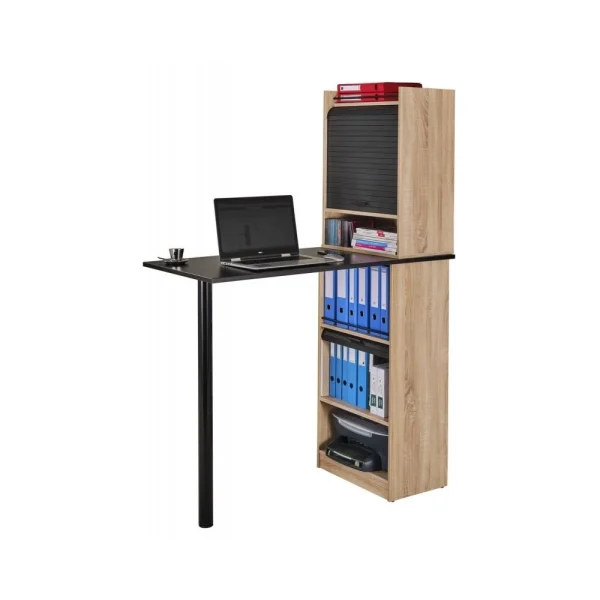grossiste Simmob Bureau Haut Et Rangements Chêne Noir 3
