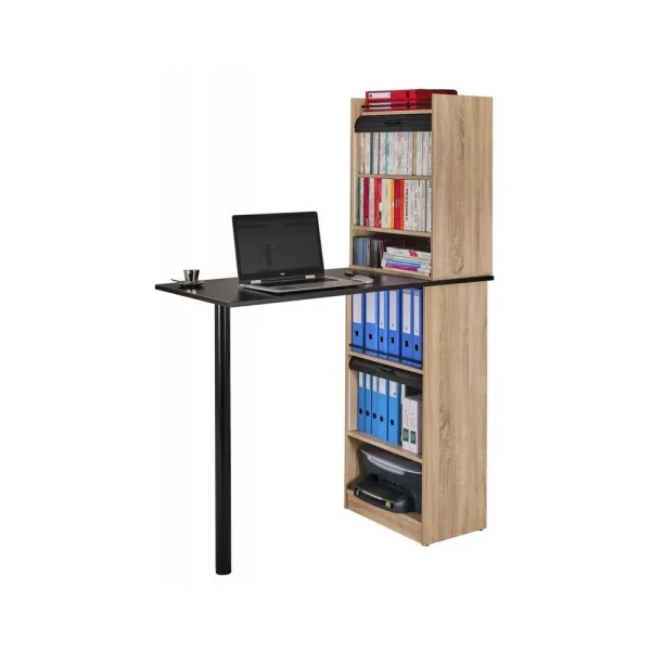 grossiste Simmob Bureau Haut Et Rangements Chêne Noir 4