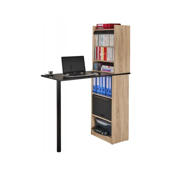 grossiste Simmob Bureau Haut Et Rangements Chêne Noir 6