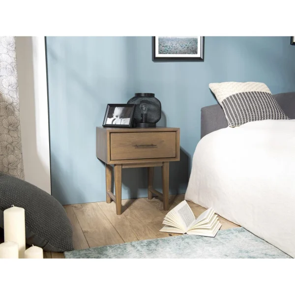 luxe soldes MACABANE Table De Chevet 1 Tiroir Bois De Mindi – LAYANA 4