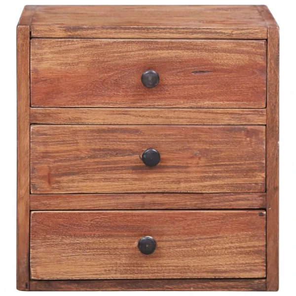 outlet Chunhelife Table De Chevet Avec 3 Tiroirs 35x25x35 Cm Bois De Récupération 3
