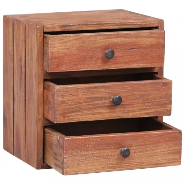 outlet Chunhelife Table De Chevet Avec 3 Tiroirs 35x25x35 Cm Bois De Récupération 4