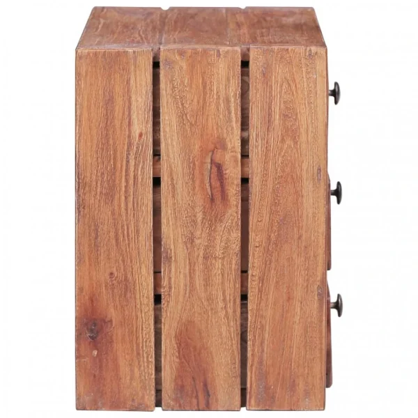 outlet Chunhelife Table De Chevet Avec 3 Tiroirs 35x25x35 Cm Bois De Récupération 5
