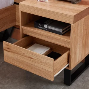 Baita Table De Chevet FELIX Effet Chêne Et Pieds En Métal 1 Tiroir Et 1 Ni… excellente qualité 11