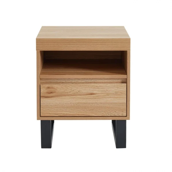 Baita Table De Chevet FELIX Effet Chêne Et Pieds En Métal 1 Tiroir Et 1 Ni… excellente qualité 6
