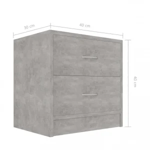 Chunhelife Table De Chevet Gris Béton 40 X 30 X 40 Cm Aggloméré REMISE 15