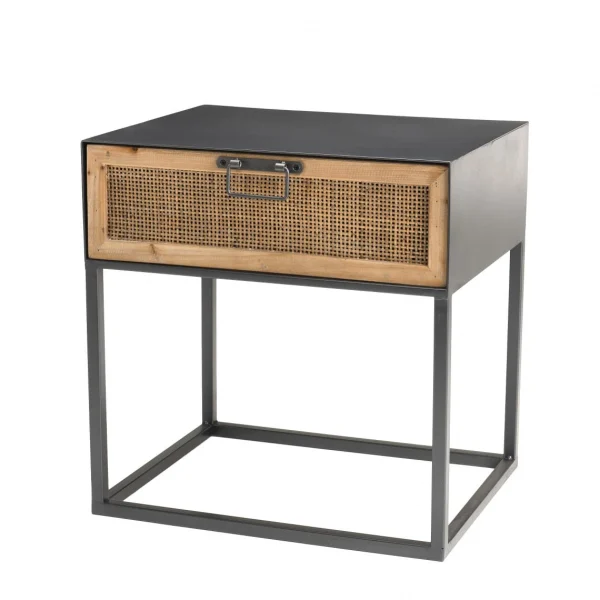 MACABANE Table De Chevet Métal 1 Tiroir Cannage – DORINA boutique pas cher 3