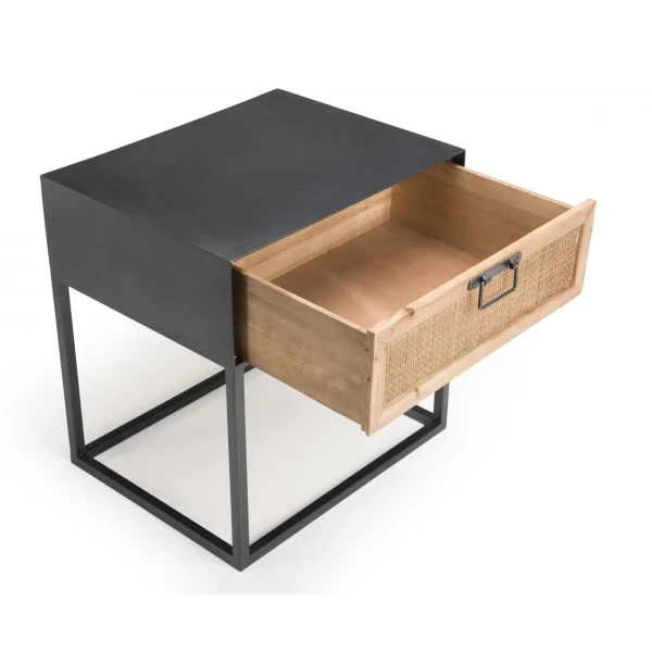 MACABANE Table De Chevet Métal 1 Tiroir Cannage – DORINA boutique pas cher 5