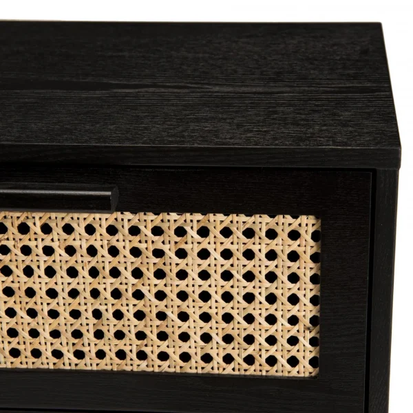 MACABANE Table De Chevet Noir 1 Tiroir Cannage – MIGUEL pas cher en ligne 6