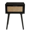 MACABANE Table De Chevet Noir 1 Tiroir Cannage – MIGUEL pas cher en ligne 79